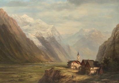 Justin Ouvrié (1806-1879) Le Mont Blanc et la vallée de Chamouni, 1861
Huile sur...