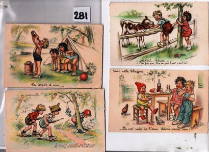 Lot de 4 cartes postales éditeur M.D. Paris.
Cartes:...