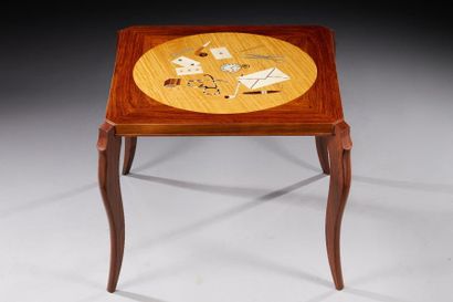 Leonard Tsuguharu FOUJITA (1886-1968) Table basse en placage de palissandreà plateau...
