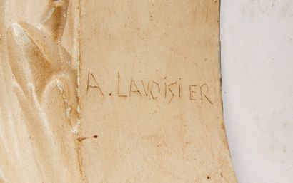 A.LAVOISIER (XIX-XXème) Importante paire de caryatides en stuc marbré
Signées "A...