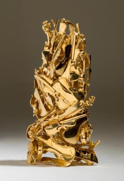 ARMAN Baroquial / Sculpture miniature en or jaune 18 carats / Numéroté 2 sur 8 dessous...