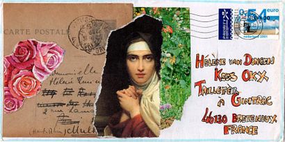 GAERTNER Coco Madone / Enveloppe Mail-Art décorée sur les deux faces / Collage sur...