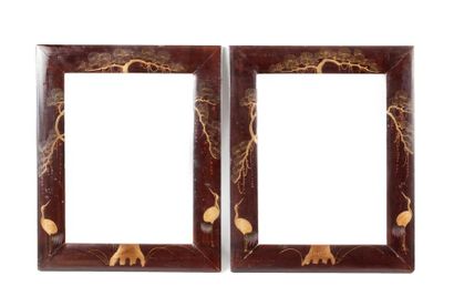 JAPON - Epoque MEIJI (1868 - 1912) Quatre cadres rectangulaires, dont une paire en...