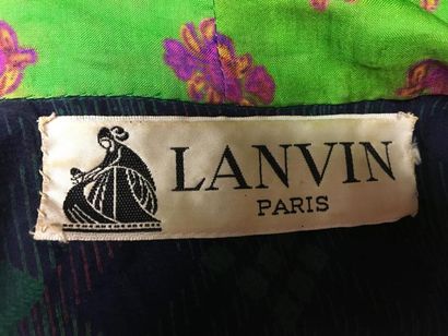 LANVIN Paris Robe en soie à motif géométrique avec foulard en soie indienne intégré...