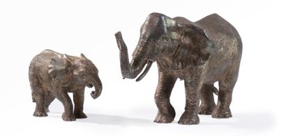 null Deux éléphants en métal argenté.
20 x 35 cm