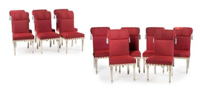 Colombostile Design, Milan Suite de douze chaises et deux fauteuils à dos­siers incurvés,...