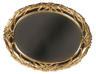 null Miroir ovale en stuc doré à décor de bambou
97 x 73 cm