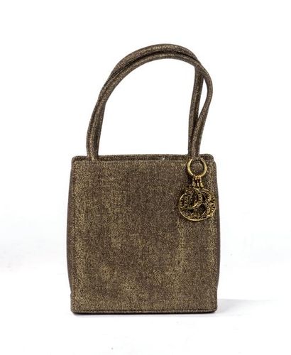 DIOR «Lady Dior» rectangulaire en toile mordorée, petit sac porté main avec petite...