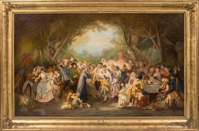 ÉCOLE FRANÇAISE, fin XIXème siècle Scène de banquet
Huile sur toile
101 x 167 cm