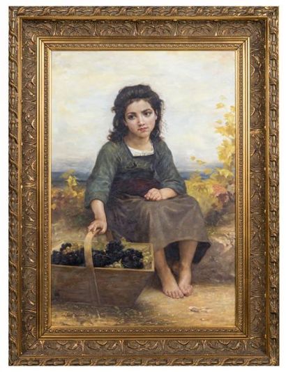 Robert DRISCOLL Fillettes et panier de raisins
Portrait de jeune fille enlevant sa...