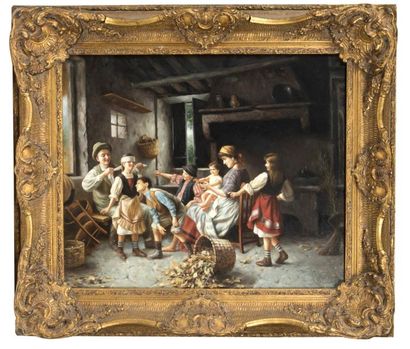 Ecole Française, XXème siècle Colin-maillard Huile sur toile 51 x 62 cm