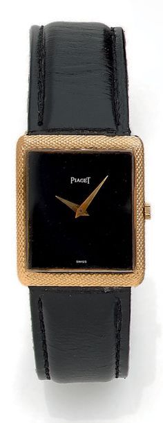 PIAGET Montre bracelet d'homme, boîtier rectangulaire en or jaune 18K (750°/00),...