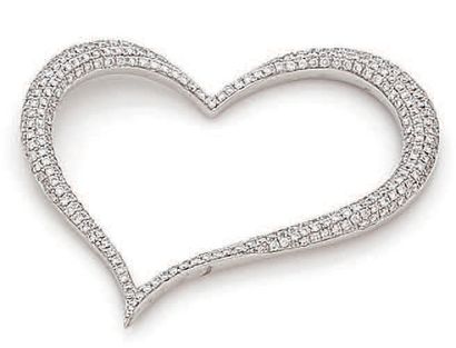 null Pendentif coeur dans le goût de Tiffany's en or blanc 18K (750°/00) entièrement...