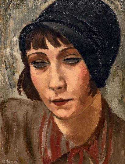 Frantisek-Zdenek EBERL (1887-1962) # Femme au chapeau noir
Huile sur toile
Signée...