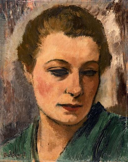 Frantisek-Zdenek EBERL (1887-1962) # Portrait de femme, le visage tourné
Huile sur...