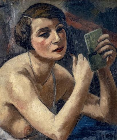 Frantisek-Zdenek EBERL (1887-1962) # Femme se maquillant
Huile sur toile
Signée en...