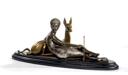 Georges LAVROFF (1895-1991) Sculpture en bronze à patine dorée et argentée figurant...