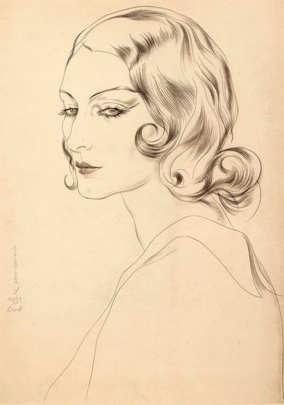 Nicolas STERNBERG (1901-c. 1960) # Femme en buste, août 1931
Encre et lavis d'encre
Signé...