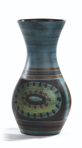 Jean De LESPINASSE Important vase pansu en céramique émaillée à décor de motifs géométriques
Signé.
H:...