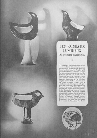 Guidette CARBONELL (1910-2008) # Oiseau découpe blanc
Exceptionnelle et rare lampe...