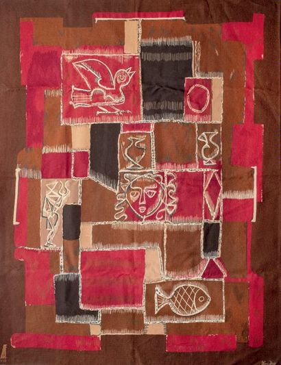 LEON ZACK (1892-1980) à AUBUSSON Orphée
Tapisserie en laine rase au point noué à...