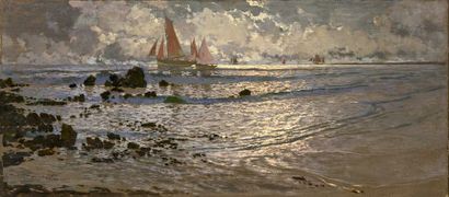 AMÉDÉE JULIEN MARCEL-CLEMENT (1873-?) # Marée basse à la chaume
Huile sur toile,...
