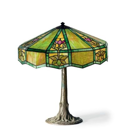 HANDEL COMPANY INC (1885-1936) ECOLE AMERICAINE
Lampe de bureau, fut en bronze, abat-jour...