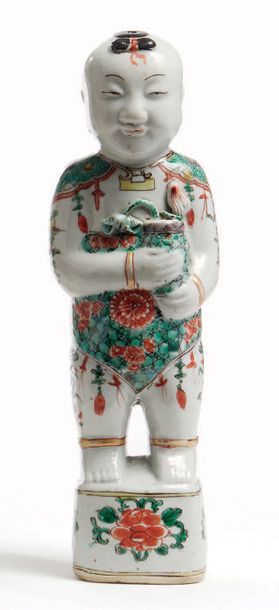 CHINE - EPOQUE KANGXI (1662 - 1722) Statuette en porcelaine émaillée polychrome de...