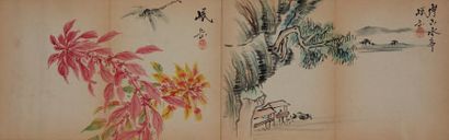 JAPON - Fin Époque EDO (1603 - 1868) Album d'encres sur papier, paysages.
Signé Mingaku
Dim....