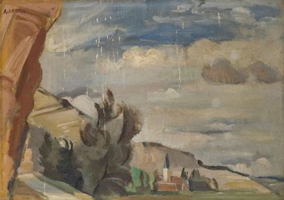 André LHOTE (1885-1962) Paysage vers Gordes, circa 1930
Huile sur bois
Signature...