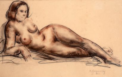 Sam GRANOVSKY (1889-1942) Femme nue allongée
Pastel et sanguine signé en bas à droite...