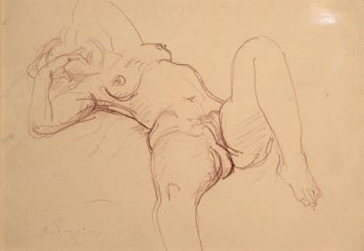 Charles DESPIAU (1874-1946) Femme nue allongée
Sanguine, signée en bas à gauche
26...