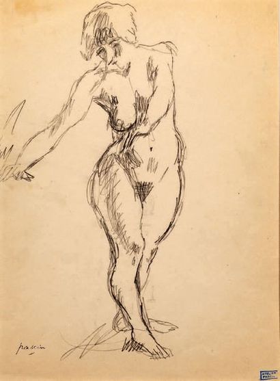 Jules PASCIN (1185-1930) Gabrielle
Crayon recto verso
Recto: porte le cachet de la...
