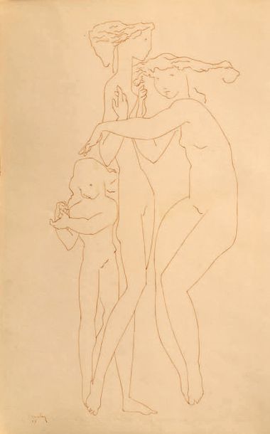 Joseph CSAKY (1888-1971) La mère et les filles, 1957
Sanguine, signée en bas à gauche...