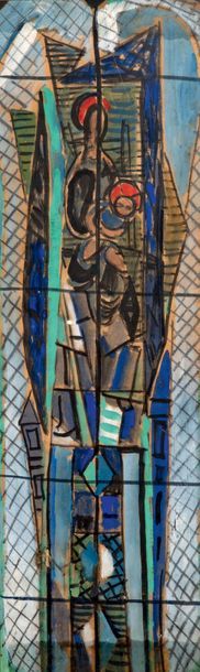 Louis LATAPIE (1891-1972) Projet de vitrail, la Vierge à l'enfant, circa 1970
Gouache...