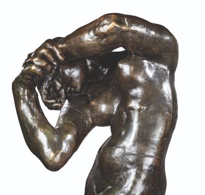 D'après Auguste RODIN La Méditation (version avec bras), après 1900
Bronze patiné...