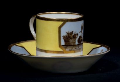 PARIS Trois tasses litron et leurs soucoupes en porcelaine
- Une à décor tournant...