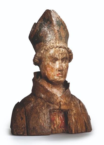 null Buste d'évêque reste de polychromie
Sud de la France, XVIème siècle
H: 34 cm
(accidents...