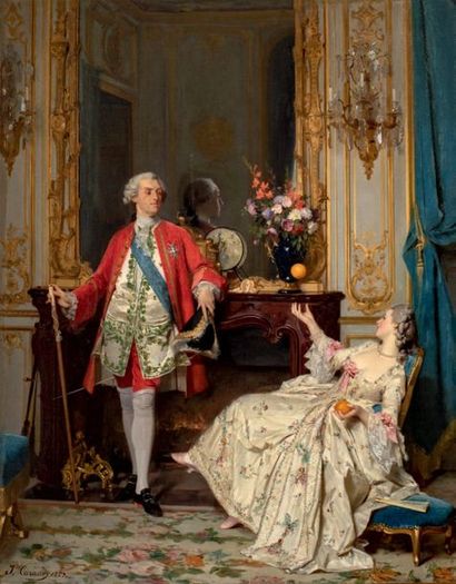 Joseph CARAUD (1821-1905) Louis XV et Madame du Barry, 1859
Huile sur toile signée...