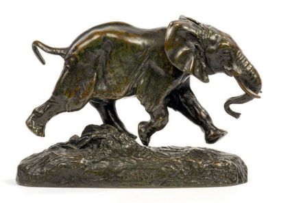 D'après Antoine Louis BARYE (1795-1875) Éléphant courant
Épreuve en bronze à patine...