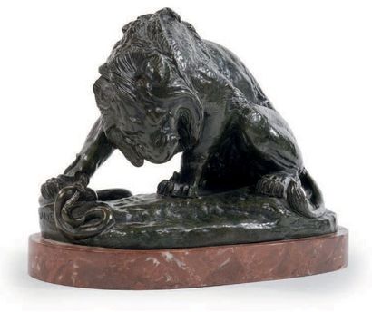 D'après Louis Antoine BARRY (1795 - 1875) Lion terrassant un serpent
Épreuve à patine...