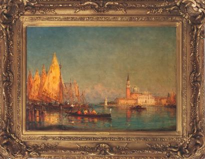 Charles-Clément CALDERON (1870-1906) Vue du palais des Doges Venise
Huile sur panneau...
