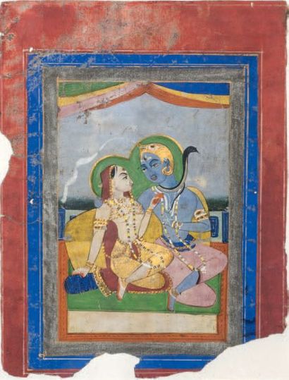 Inde, fin XIXème Peinture représentant Shiva et Parvati
Inde, Rajasthan, Fin du XIXe...