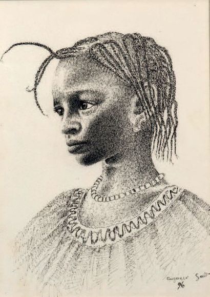 Ousmane SOW (1935-2016) Trois portraits de jeunes filles africaines
Pointe sèche,...