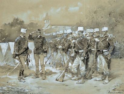 Ludovico Marchetti (1853-1909) Scène militaire
Aquarelle, signée en bas à droite
21...