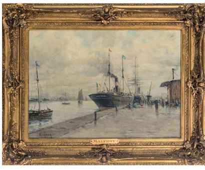 Henry MALFROY (1895-1944) Scènes de port
Paire d'huiles sur toile
33 x 46 cm
la ...
