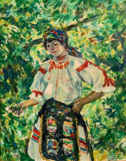 István CSOK (1865-1961) Paysanne
Huile sur toile, signée en bas à gauche
68 x 51...