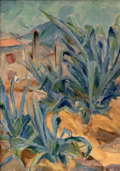Edith AUERBACH (1893-1956) Paysage du Midi
Huile sur toile
Non signée
46 x 33 cm
Tampon...