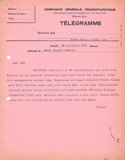 null Lettres et télégrammes du mois de septembre 1939, adressés à Mr Henri CANGARDEL,...