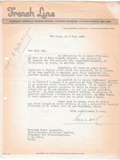 null Courriers divers et télégrammes de juin 1936, adressés à Mr Henri Cangardel...